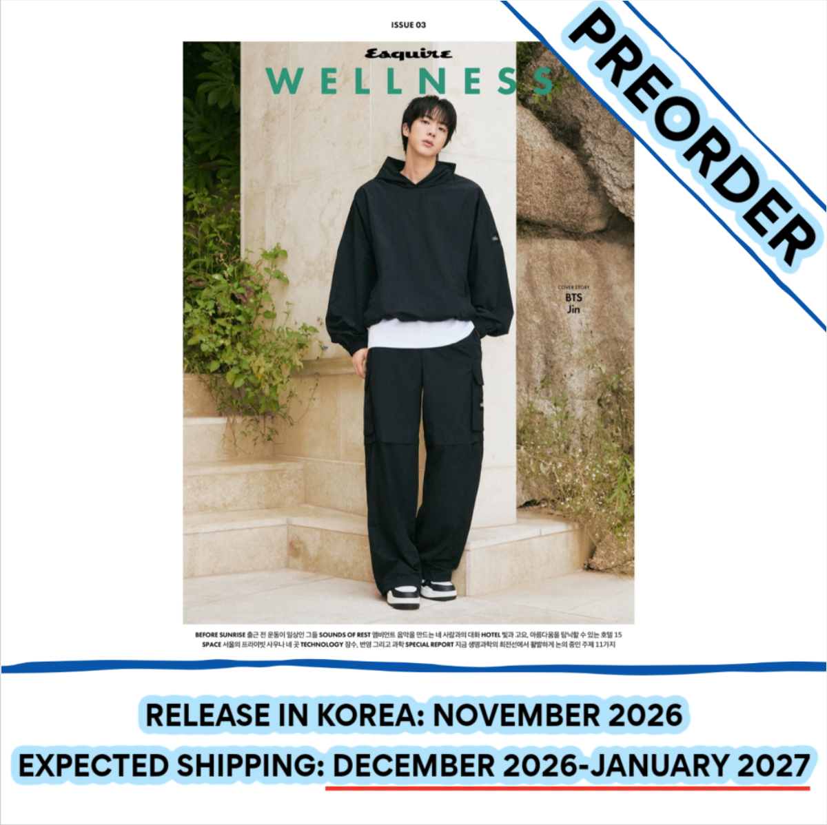 [PREORDER] [SHIPS IN DEC 2026-JAN 2027] BTS JIN - ESQUIRE WELLNESS BOOK 2026 OCTOBER ISSUE (Cover Choice)