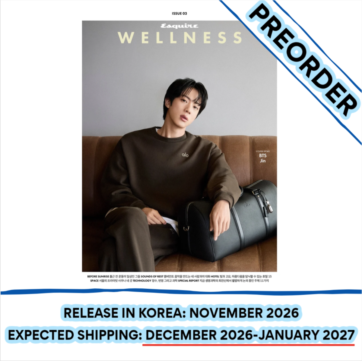 [PREORDER] [SHIPS IN DEC 2026-JAN 2027] BTS JIN - ESQUIRE WELLNESS BOOK 2026 OCTOBER ISSUE (Cover Choice)