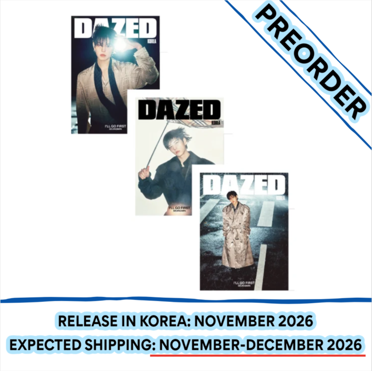 [PREORDER] [SHIPS IN NOV-DEC 2026] STRAY KIDS SEUNGMIN - DAZED & CONFUSED KOREA 2026 NOVEMBER ISSUE (Cover Choice)