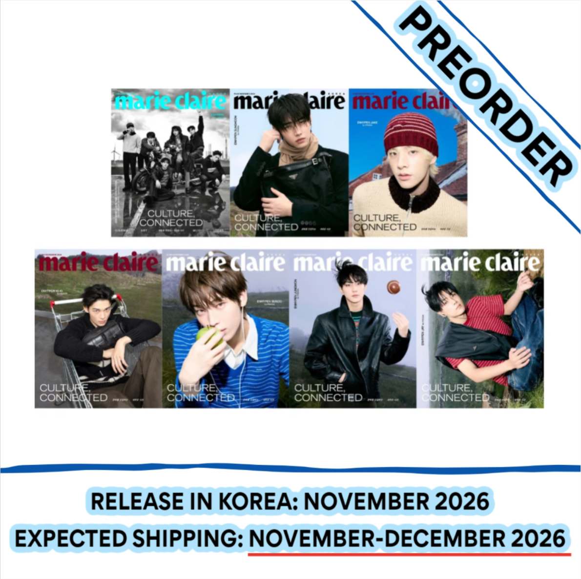 [PREORDER] [SHIPS IN NOV-DEC] ENHYPEN - MARIE CLAIRE MAGAZINE 2026 NOVEMBER ISSUE (Cover Choice)