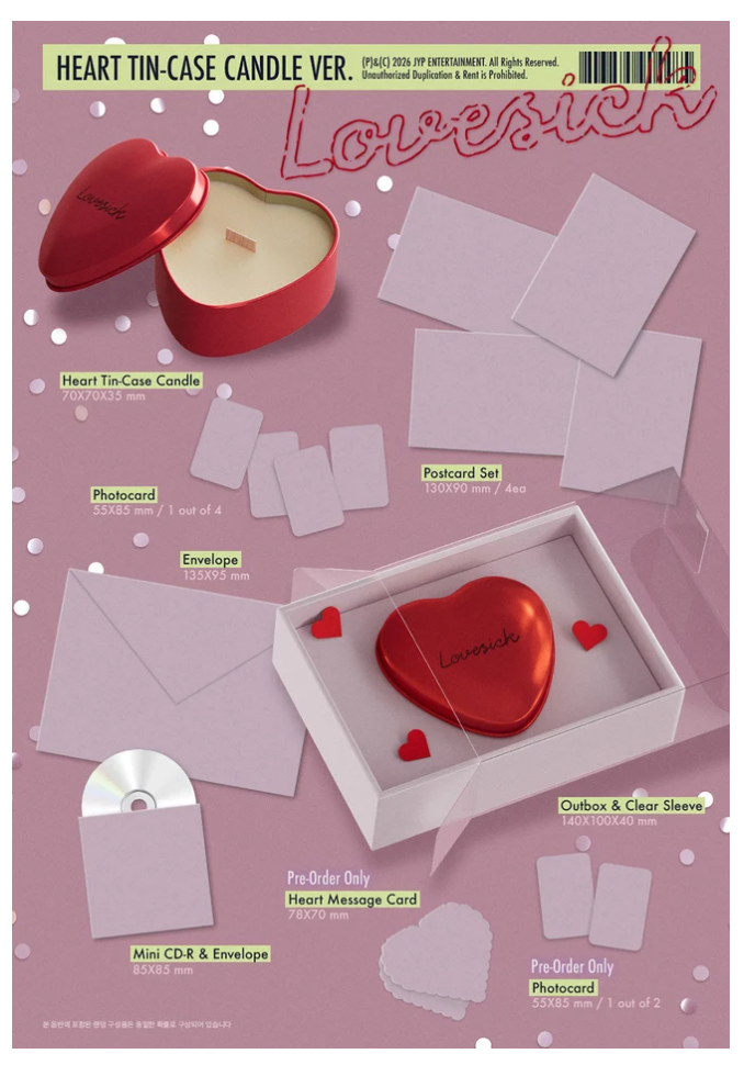 [PREORDER] [SHIPS IN DEC 2026-JAN 2027] ITZY CHAERYEONG - 'LOVESICK 1ST MINI ALBUM' - HEART TIN-CASE CANDLE Ver.