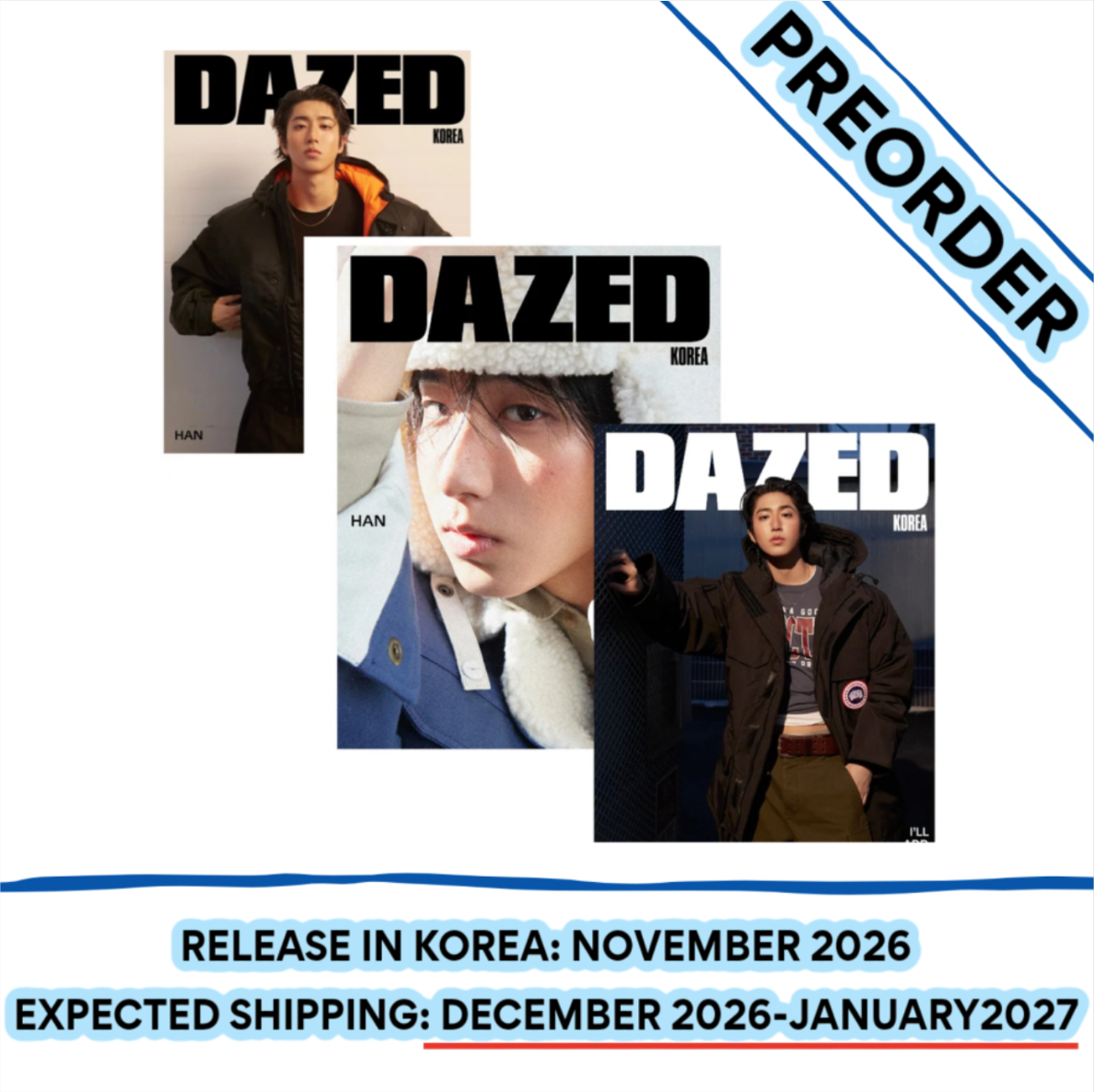 [PREORDER] [SHIPS IN DEC-JAN] STRAY KIDS HAN - DAZED & CONFUSED MAGAZINE 2026 WINTER EDITION (Cover Choice)