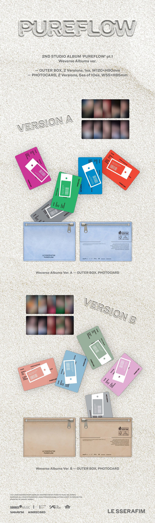 [PREORDER] LE SSERAFIM - PUREFLOW 2ND ALBUM WEVERSE ALBUMS Ver. (RANDOM)