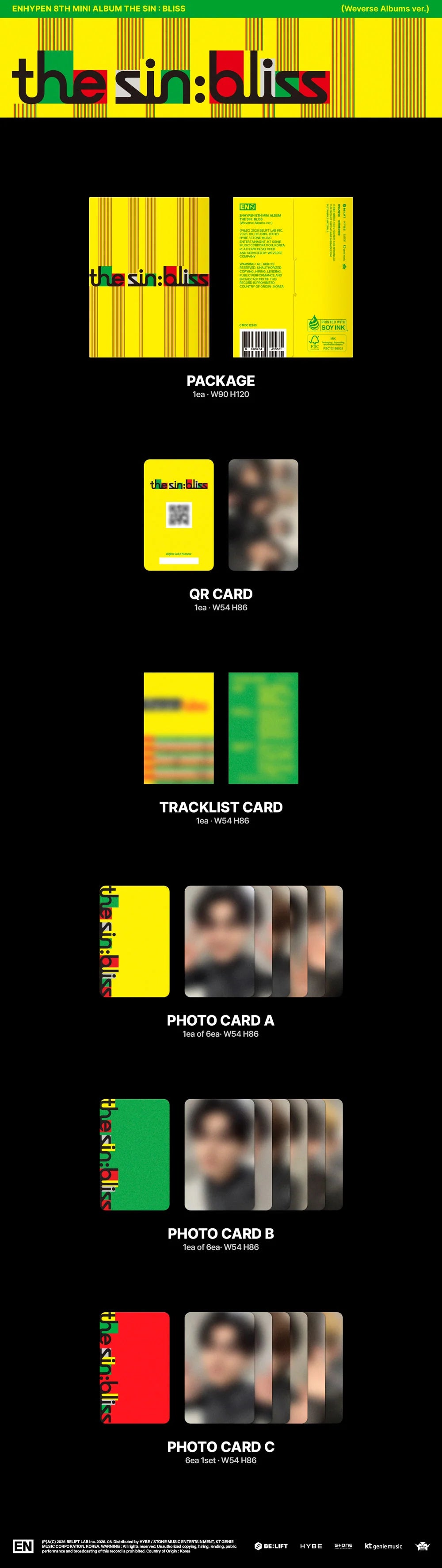 [PREORDER] [SHIPS IN SEPT-OCT] ENHYPEN - THE SIN : BLISS 8TH MINI ALBUM Weverse Albums Ver. (POB Choice)