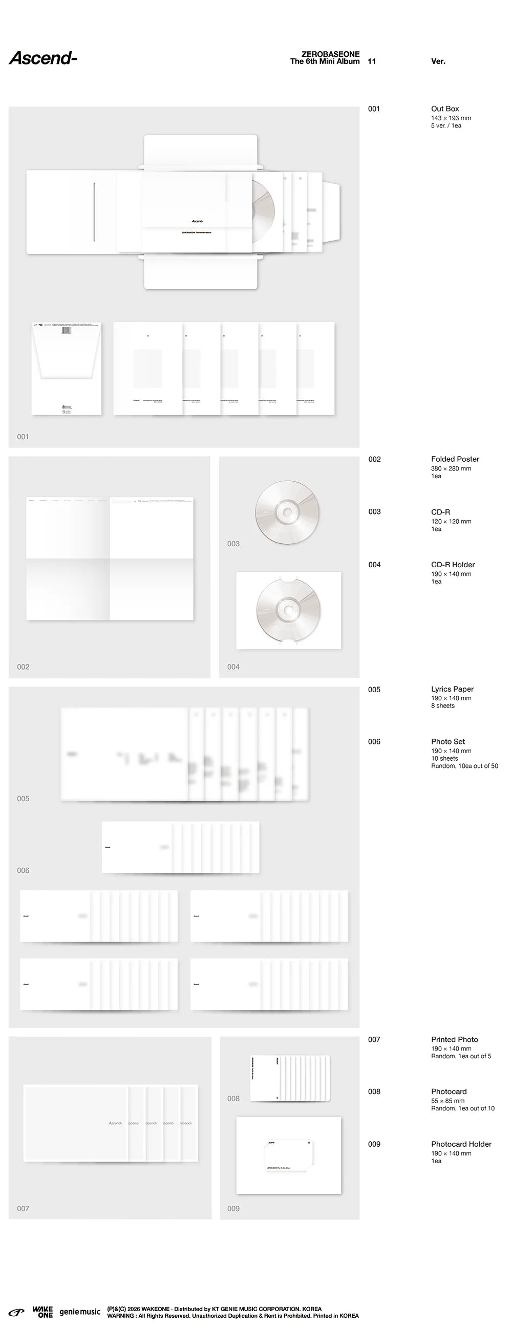 [PREORDER] ZEROBASEONE - ASCEND- 6TH MINI ALBUM 11 Ver. (Random)