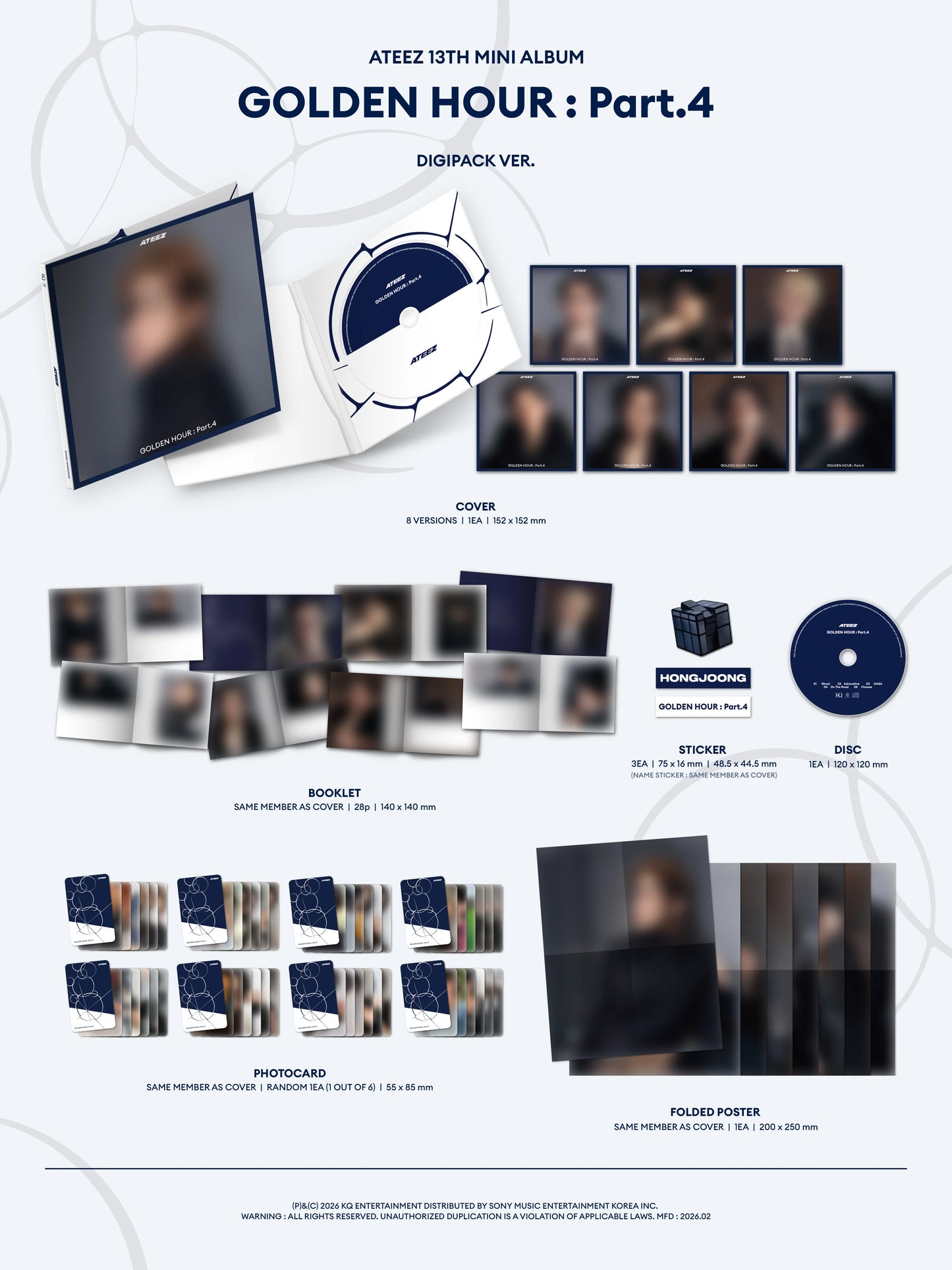 [PREORDER] ATEEZ - GOLDEN HOUR : PART.4 13TH MINI ALBUM DIGIPACK RANDOM Europe hello82 Exclusive