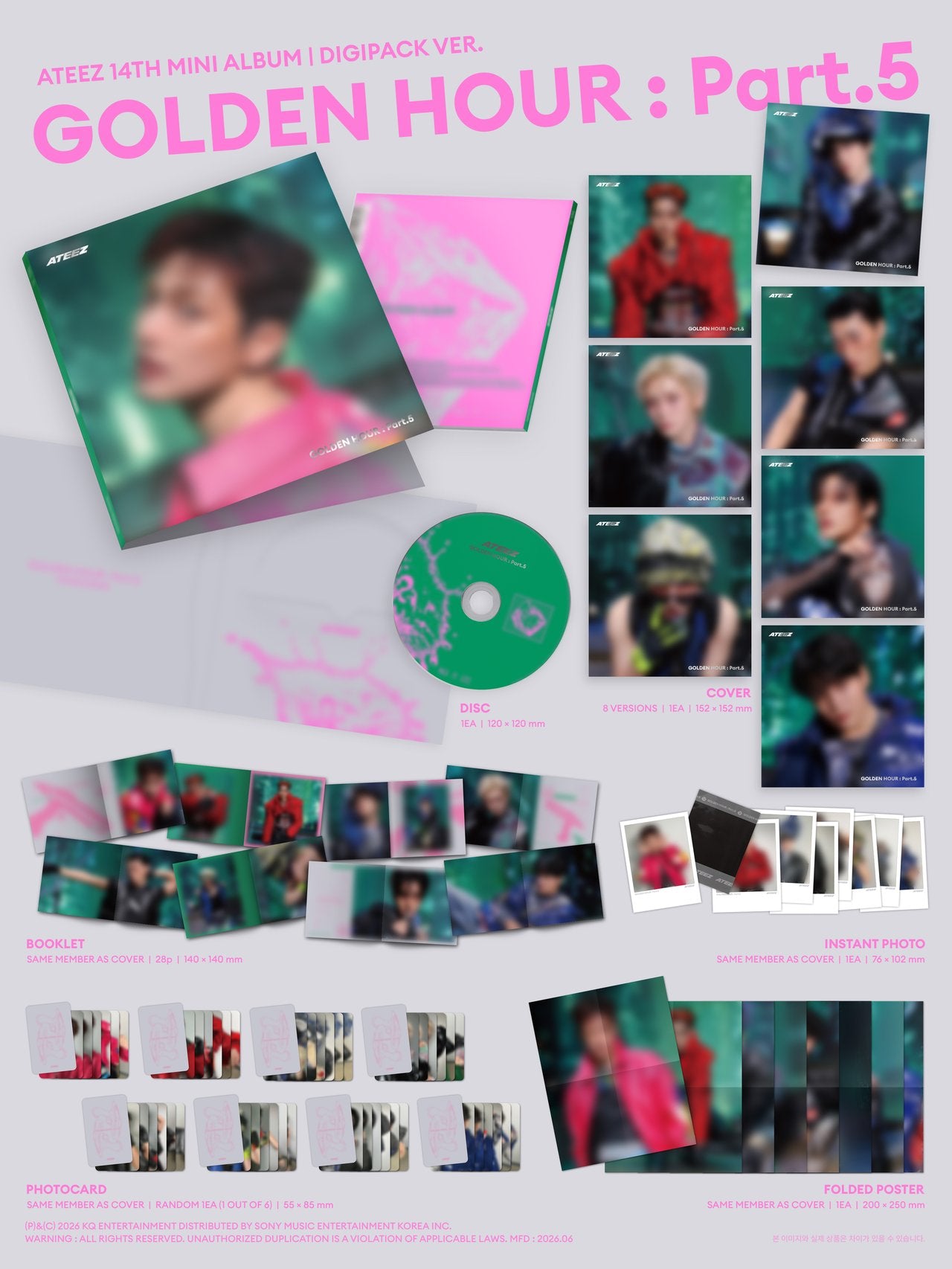 [PREORDER] ATEEZ - 14th Mini Album GOLDEN HOUR : PART.5 Digipack Ver. (Member & POB Choice)