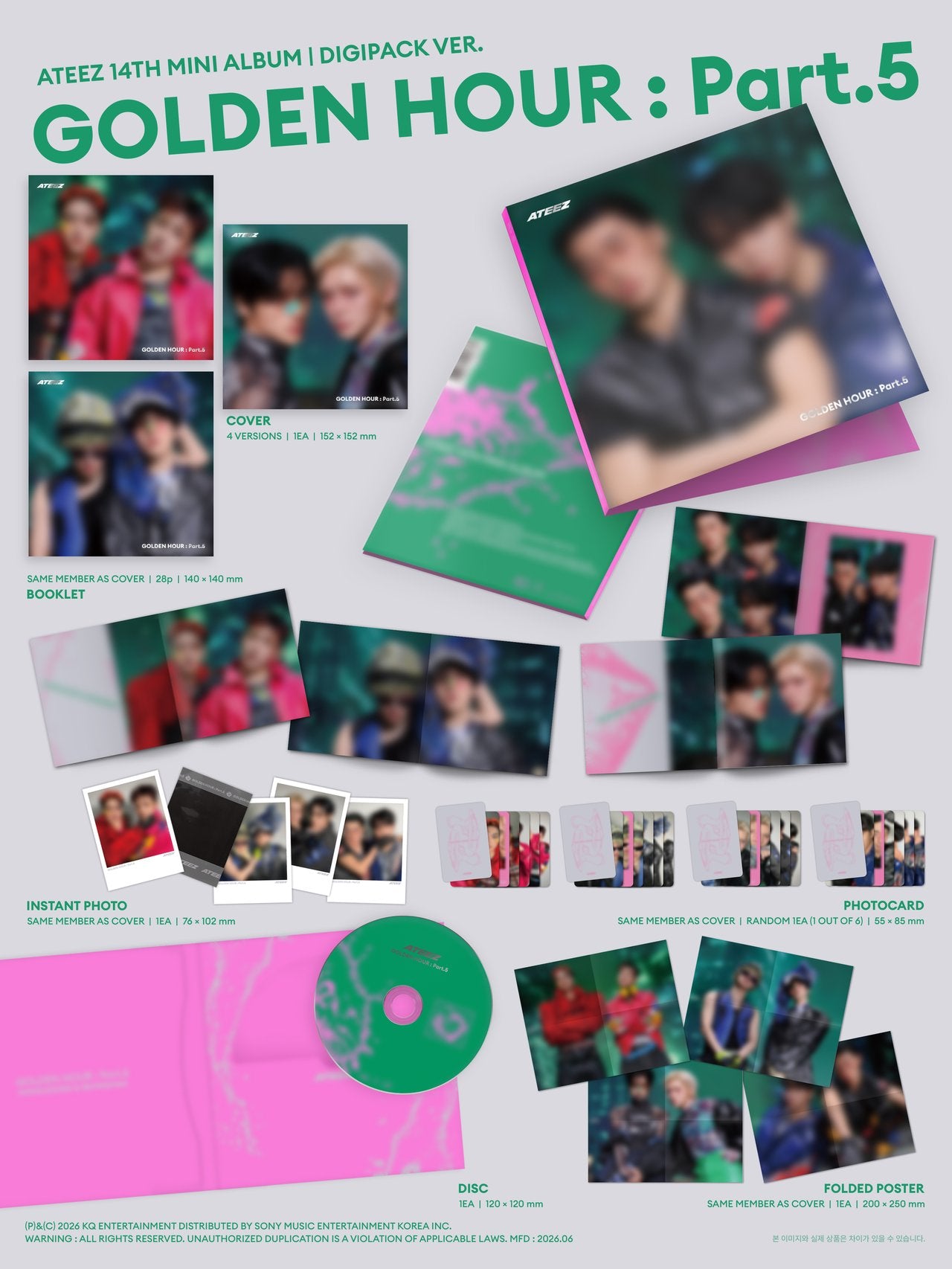 [PREORDER] ATEEZ - 14th Mini Album GOLDEN HOUR : PART.5 Digipack Unit Ver. (Unit & POB Choice)