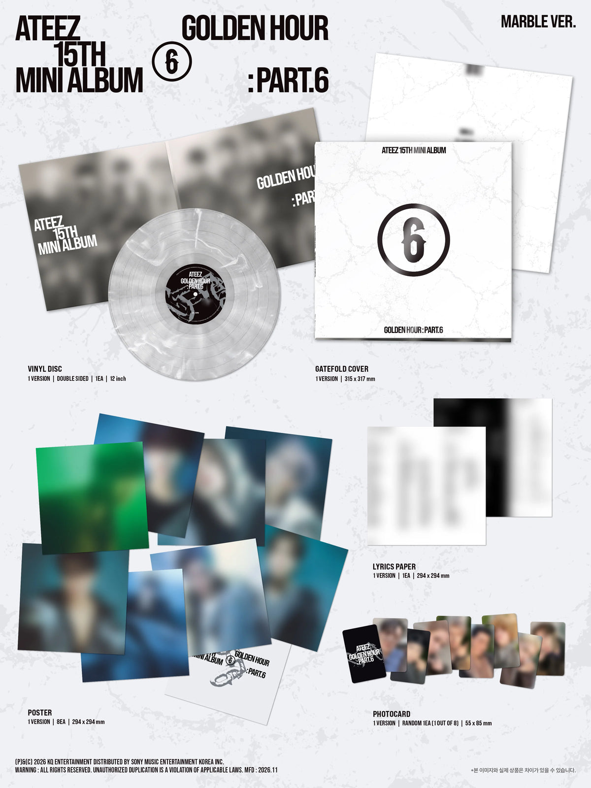 [PREORDER] [SHIPS IN DEC 2026-JAN 2027] ATEEZ - GOLDEN HOUR : PART.6 15TH MINI ALBUM - MARBLE Ver.
