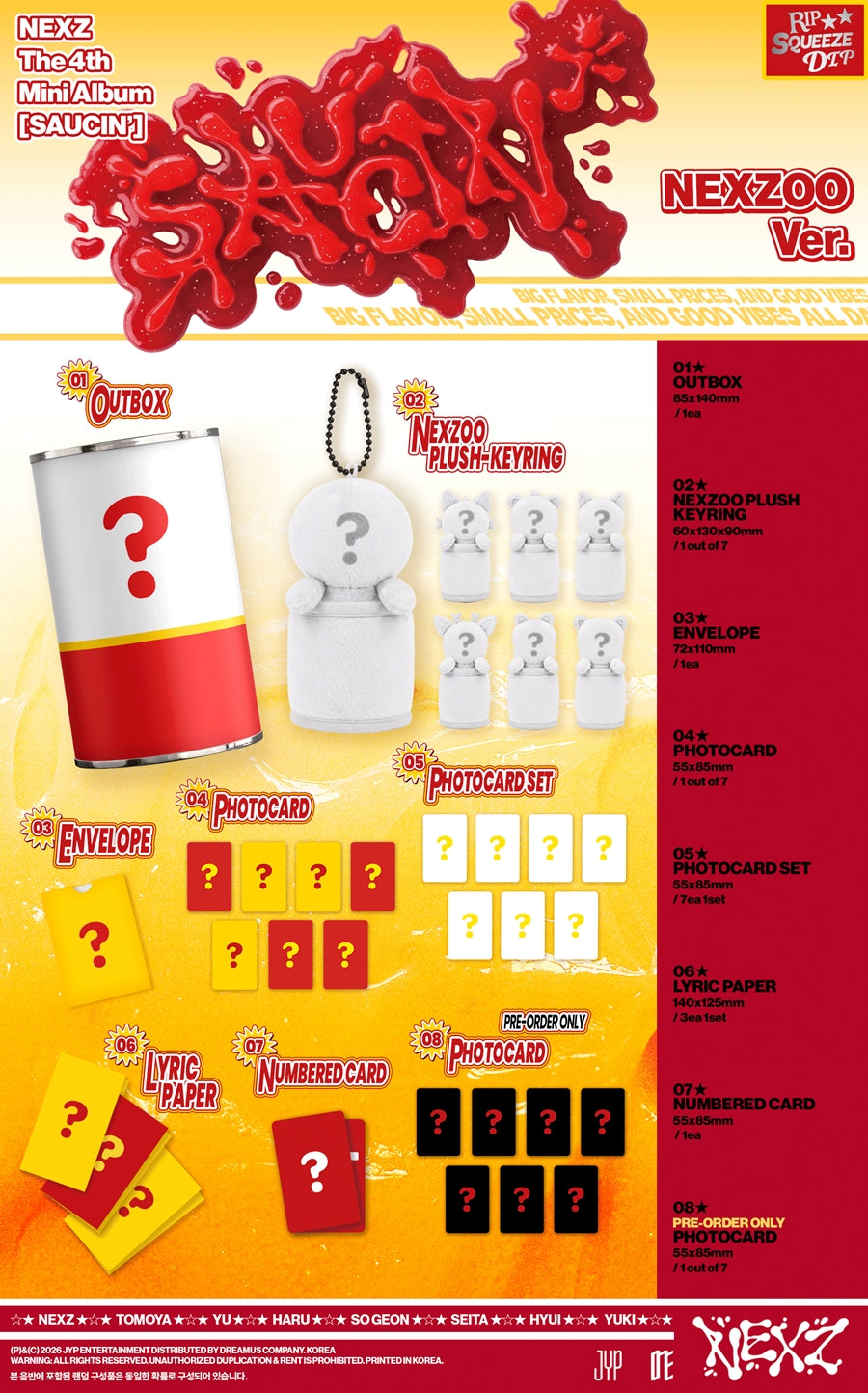 [PREORDER] [SHIPS IN SEPT-OCT] NEXZ – The 4th Mini Album [SAUCIN’] (NEXZOO Ver.)